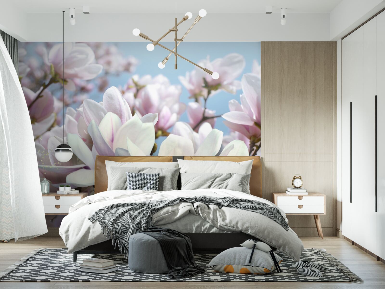 Fototapet magnolie învelită în flori
