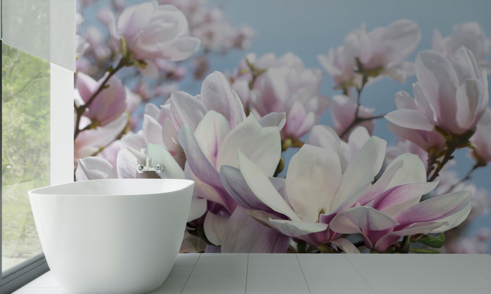 Fototapet magnolie învelită în flori