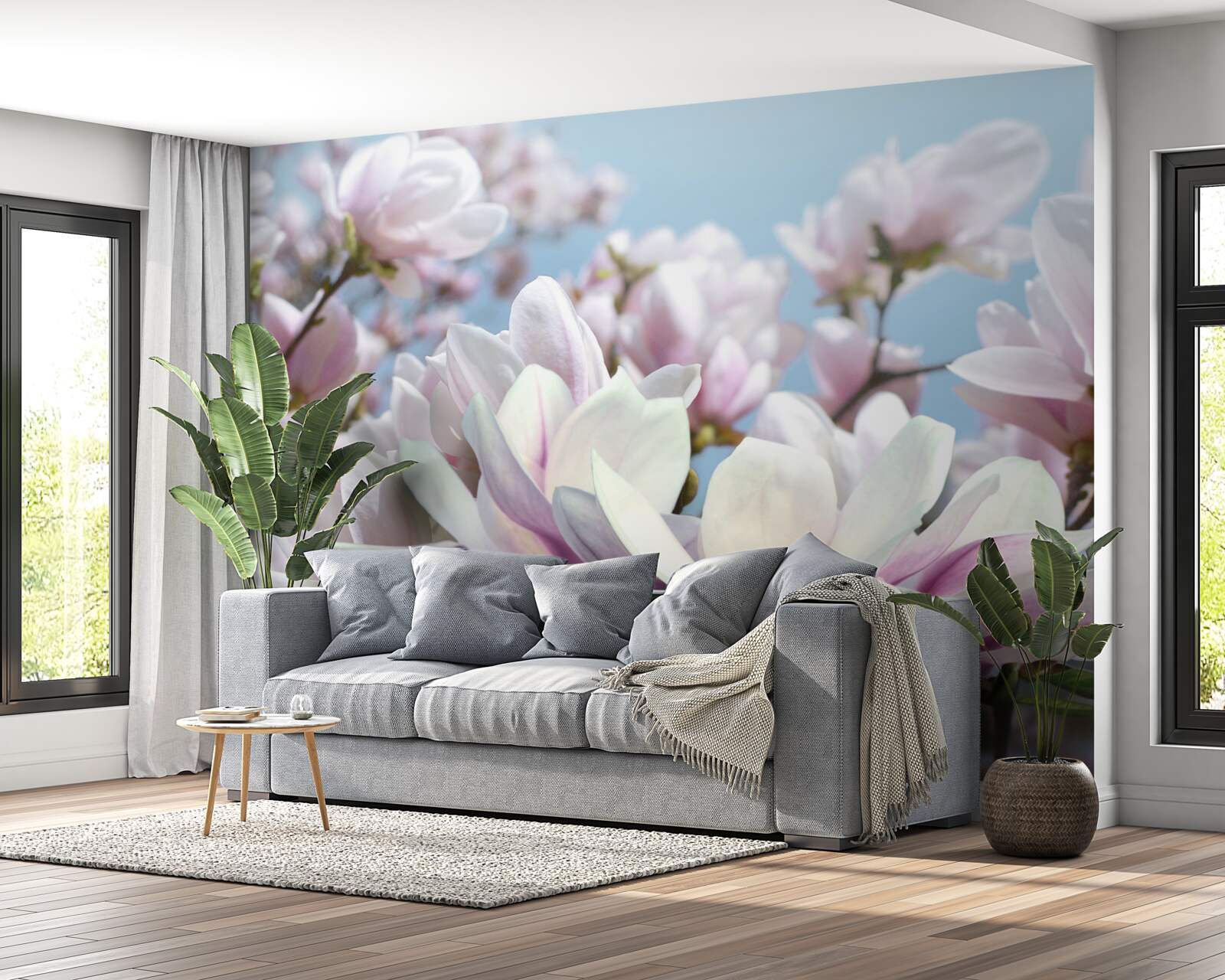 Fototapet magnolie învelită în flori