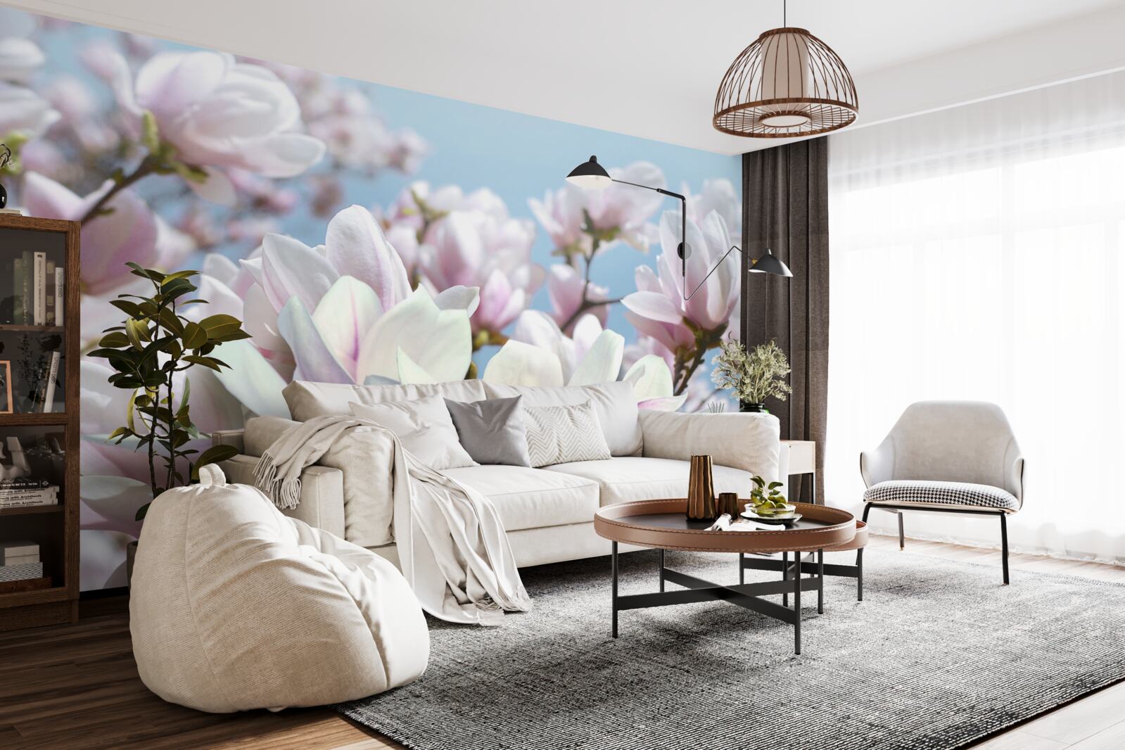 Fototapet magnolie învelită în flori