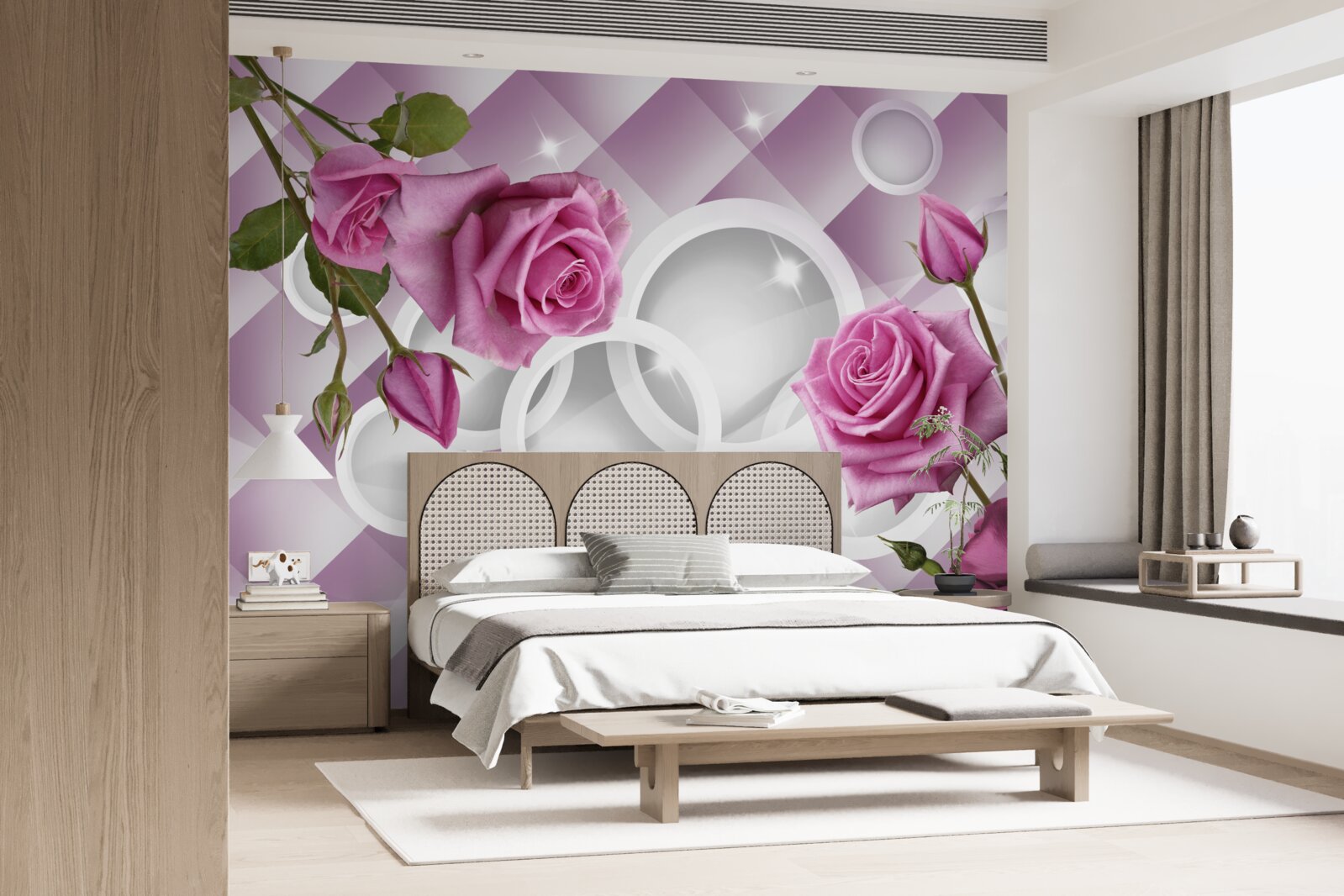 Fototapet trandafiri de liliac pe un fundal ambiguu