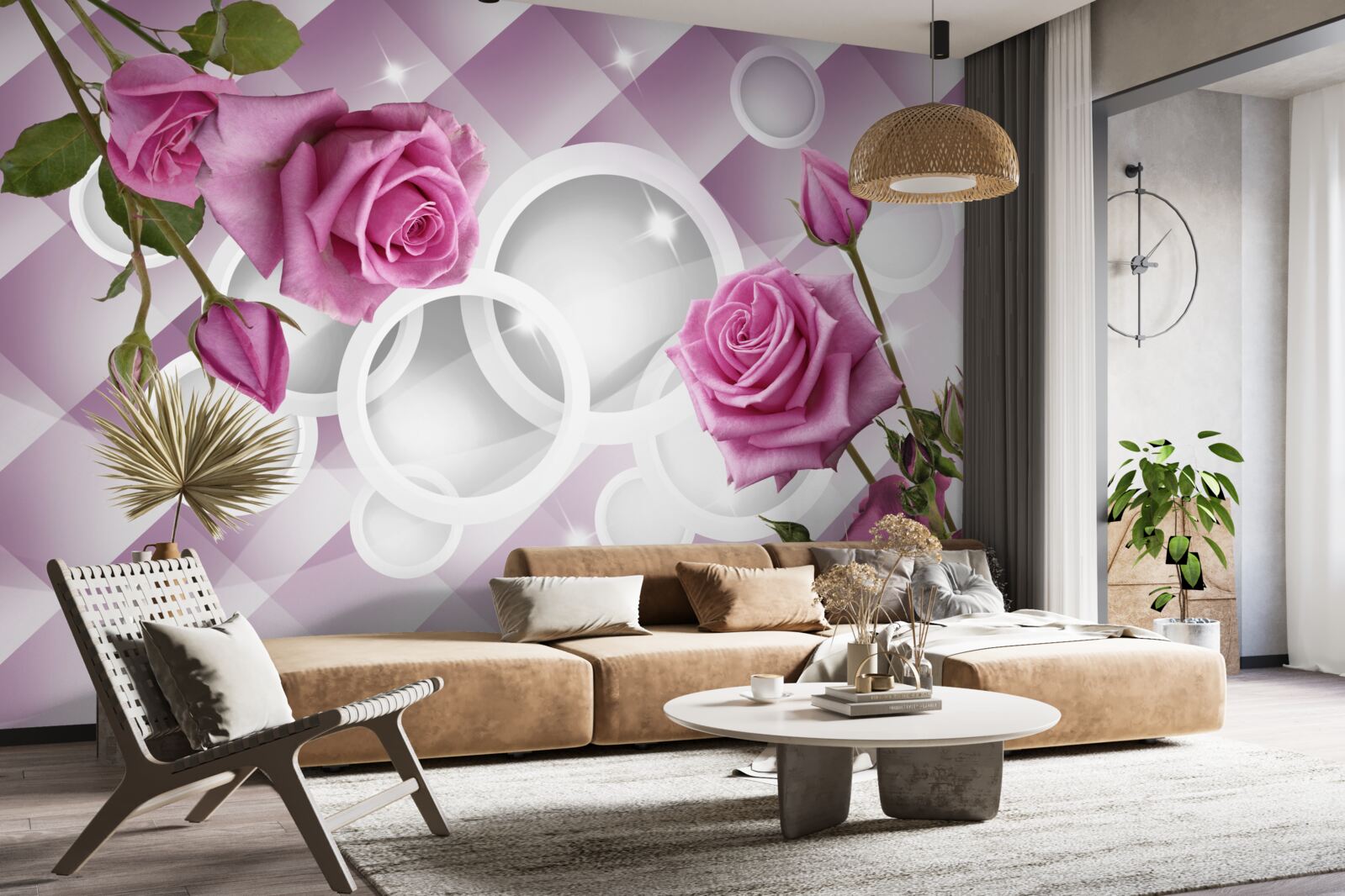 Fototapet trandafiri de liliac pe un fundal ambiguu