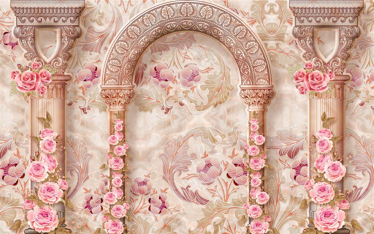 Fototapet Arc decorat cu flori roz