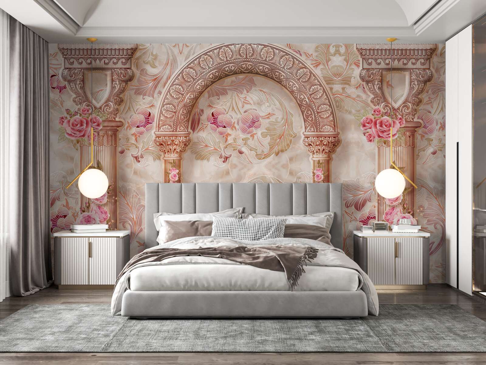 Fototapet Arc decorat cu flori roz