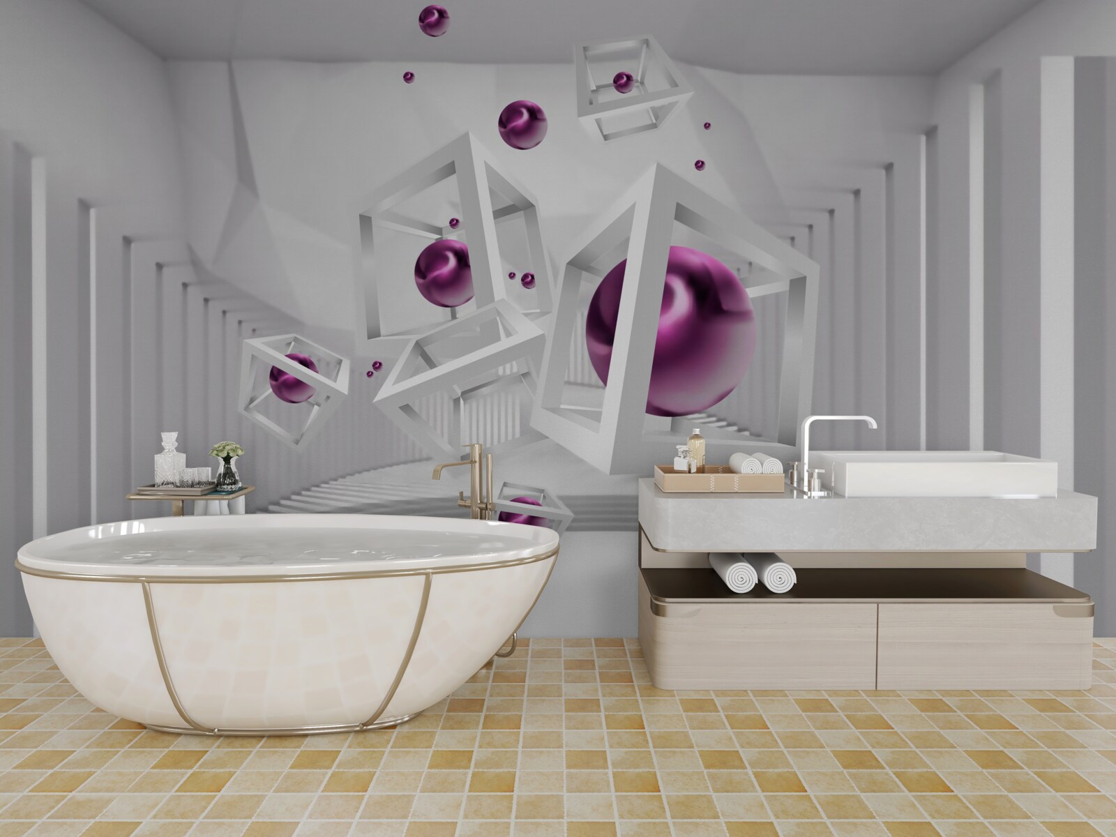Fototapet forme geometrice și scări în conceptul de abstractizare