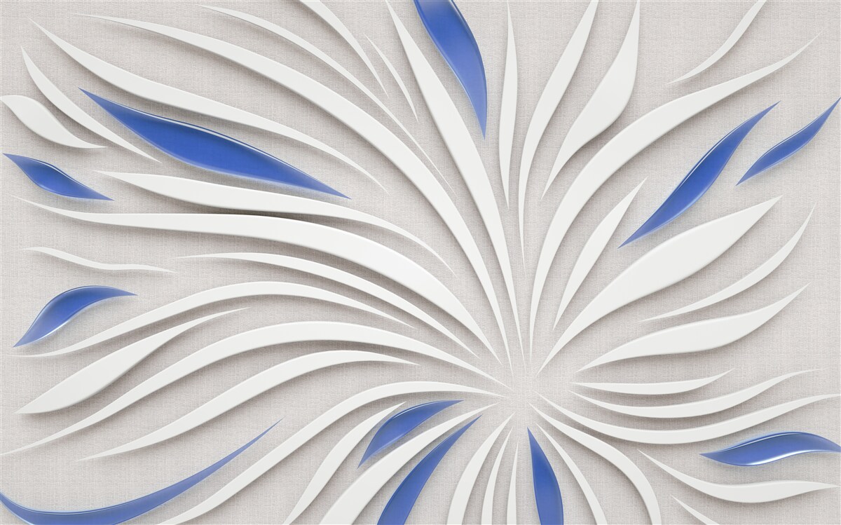 Fototapet floare albă abstractă cu petale albastre