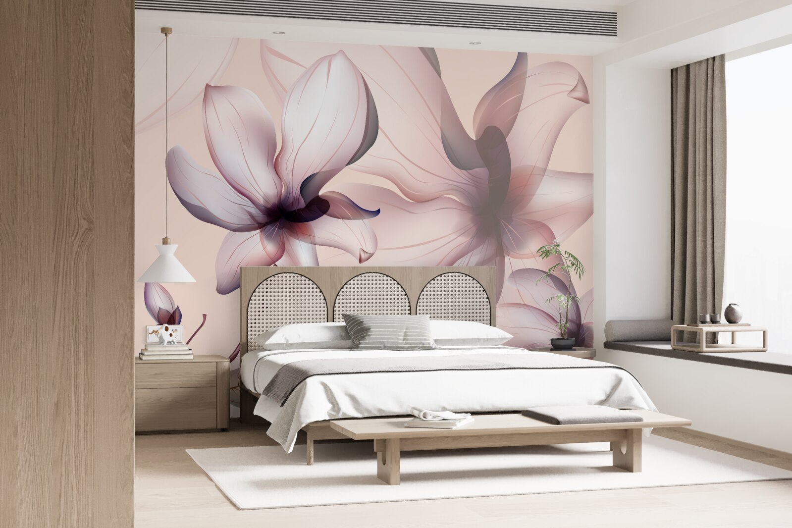 Fototapet fundal luminos cu magnolii