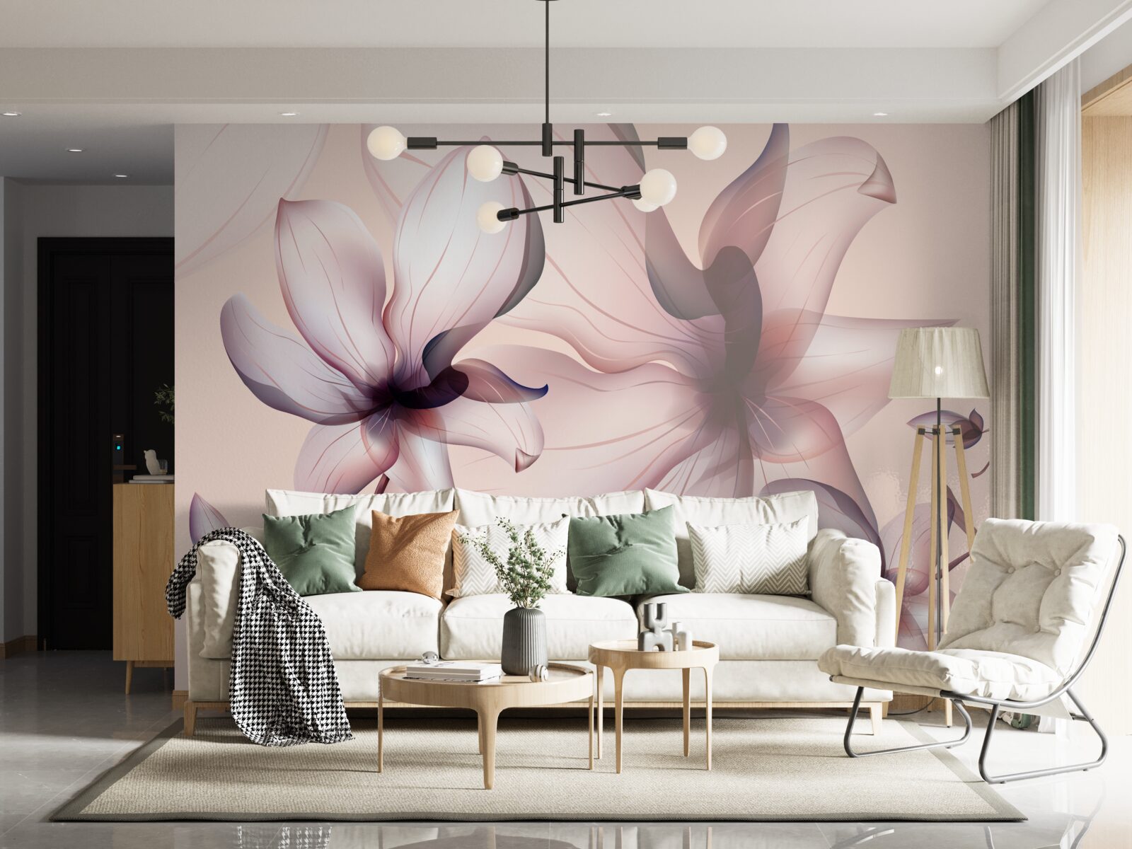 Fototapet fundal luminos cu magnolii
