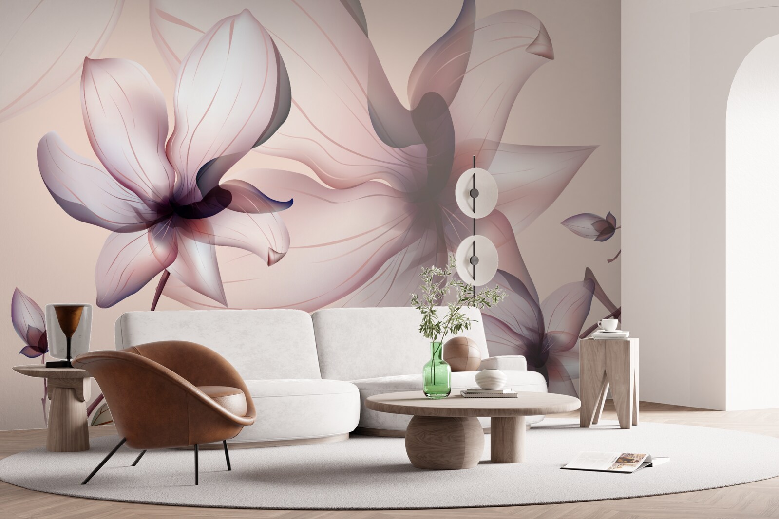 Fototapet fundal luminos cu magnolii