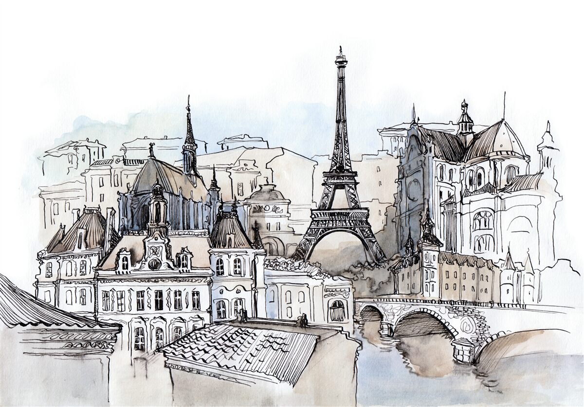 Fototapet paris în acuarelă