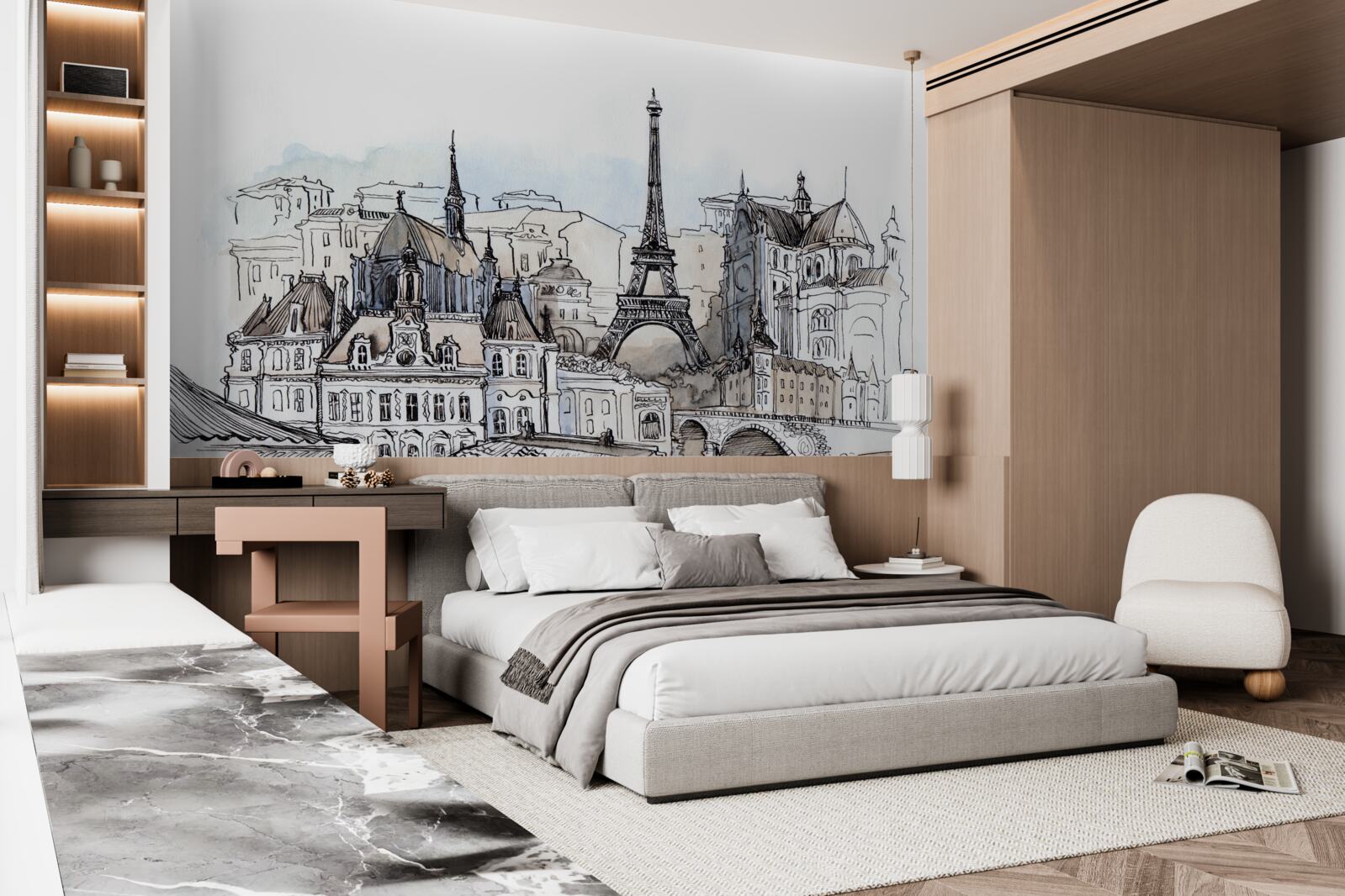 Fototapet paris în acuarelă