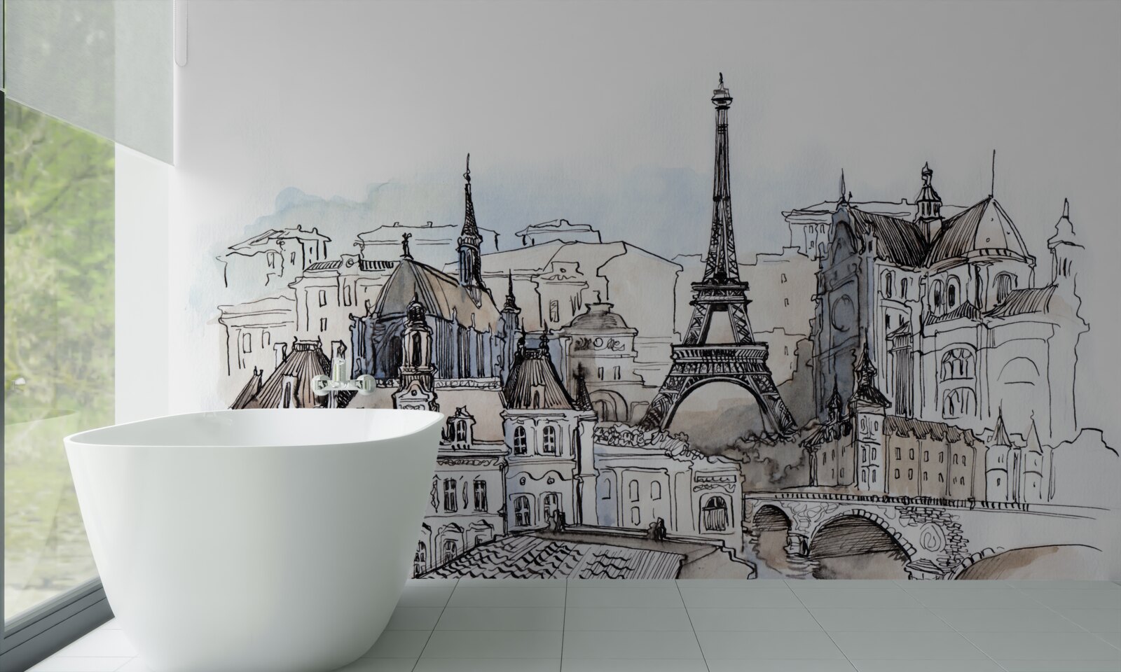 Fototapet paris în acuarelă