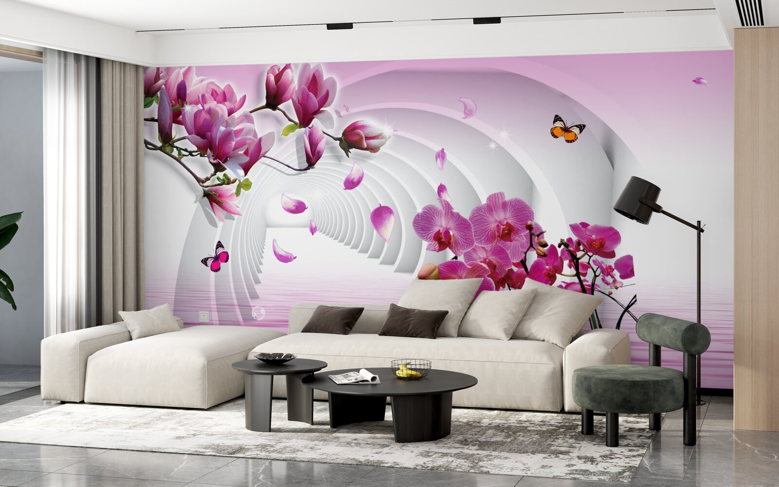 Fototapet colaj de flori delicate de magnolie mov