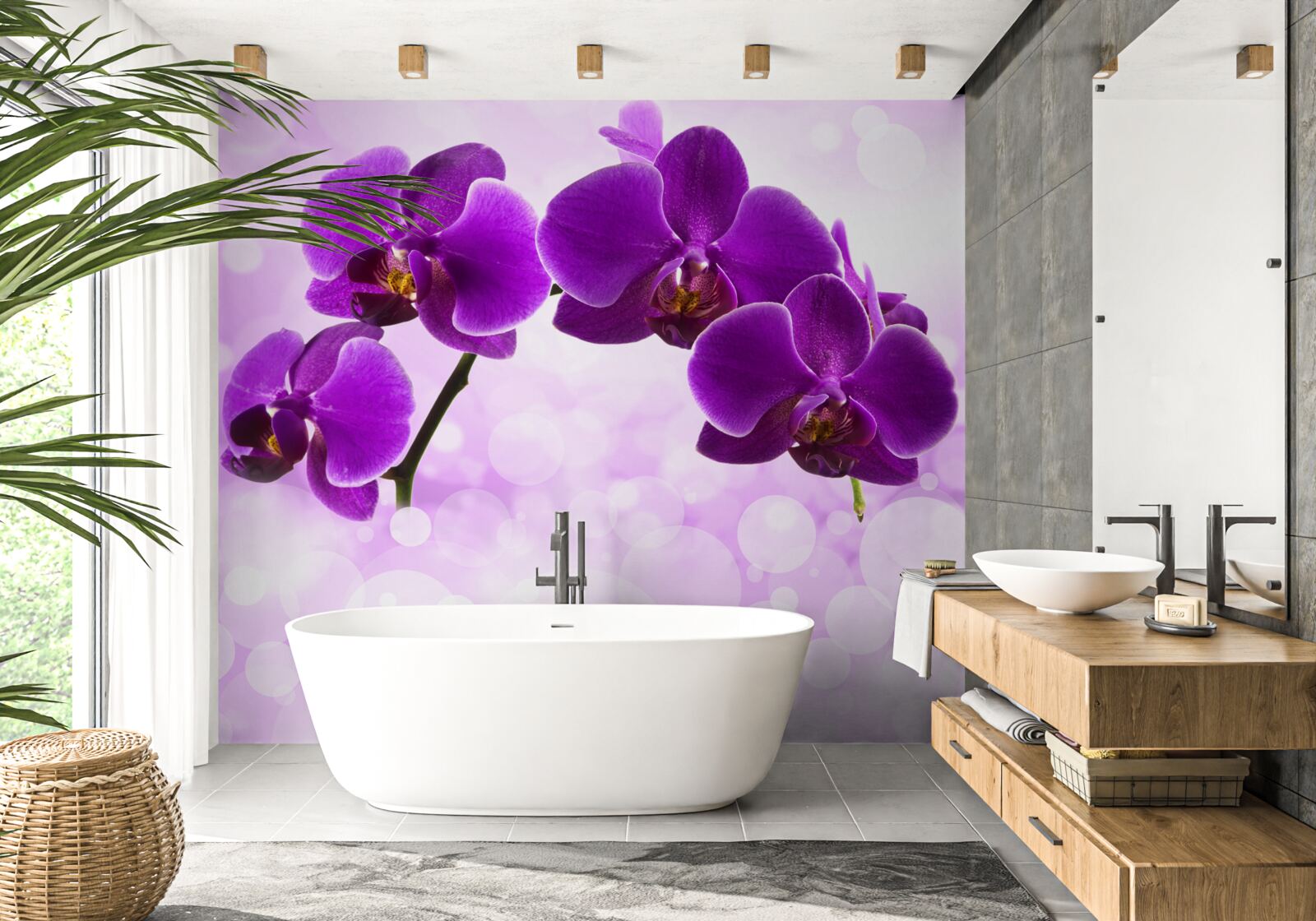 Fototapet orhidee cu flori violet închis