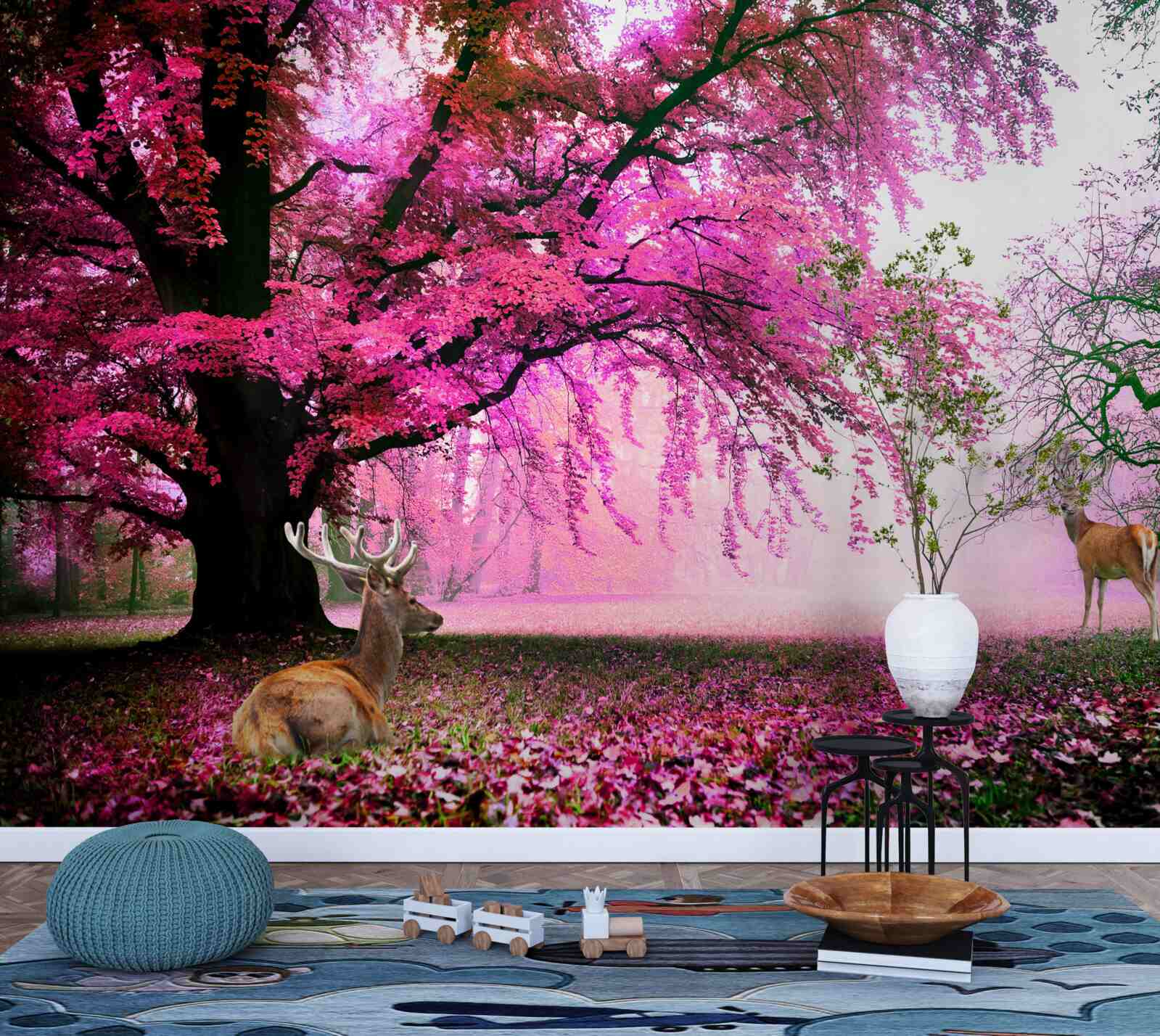 Fototapet sakura în roz zboară în jur