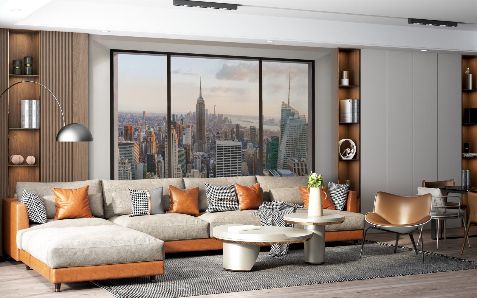 Fototapet panorama din centrul orașului new york de la fereastră