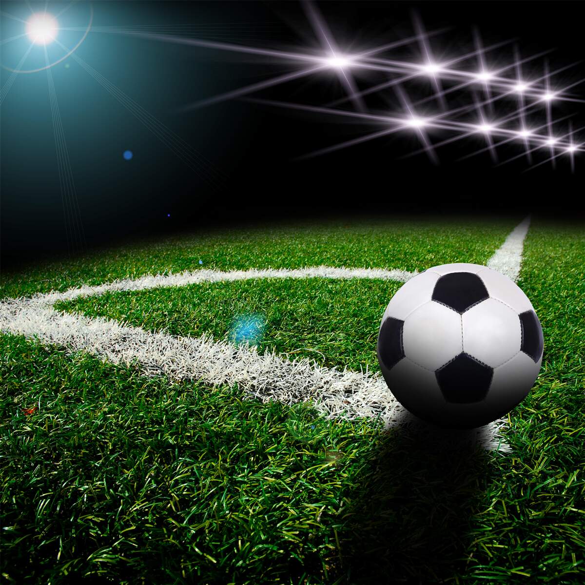 Fototapet mingea se află pe peluza stadionului