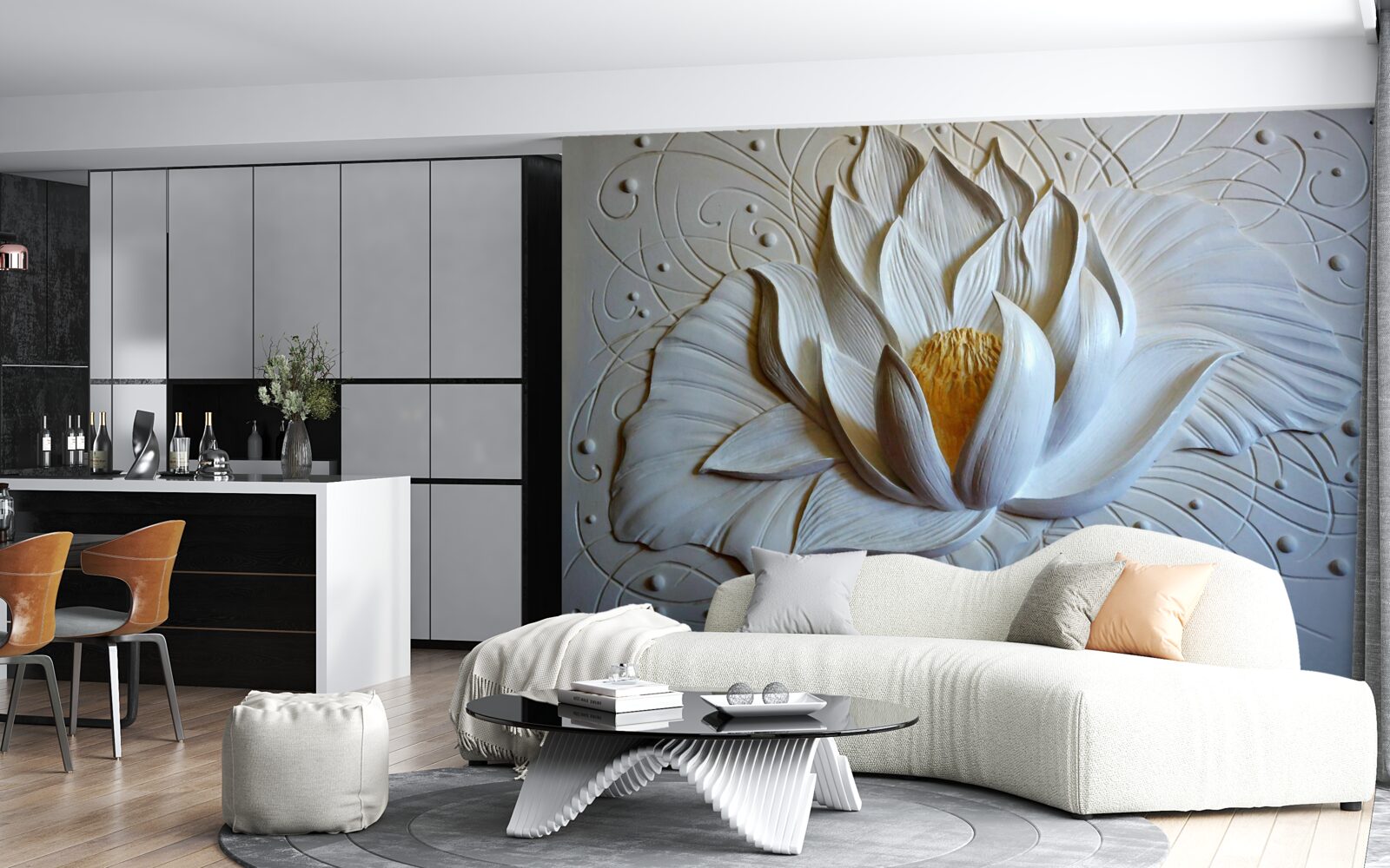 Fototapet relief lotus alb