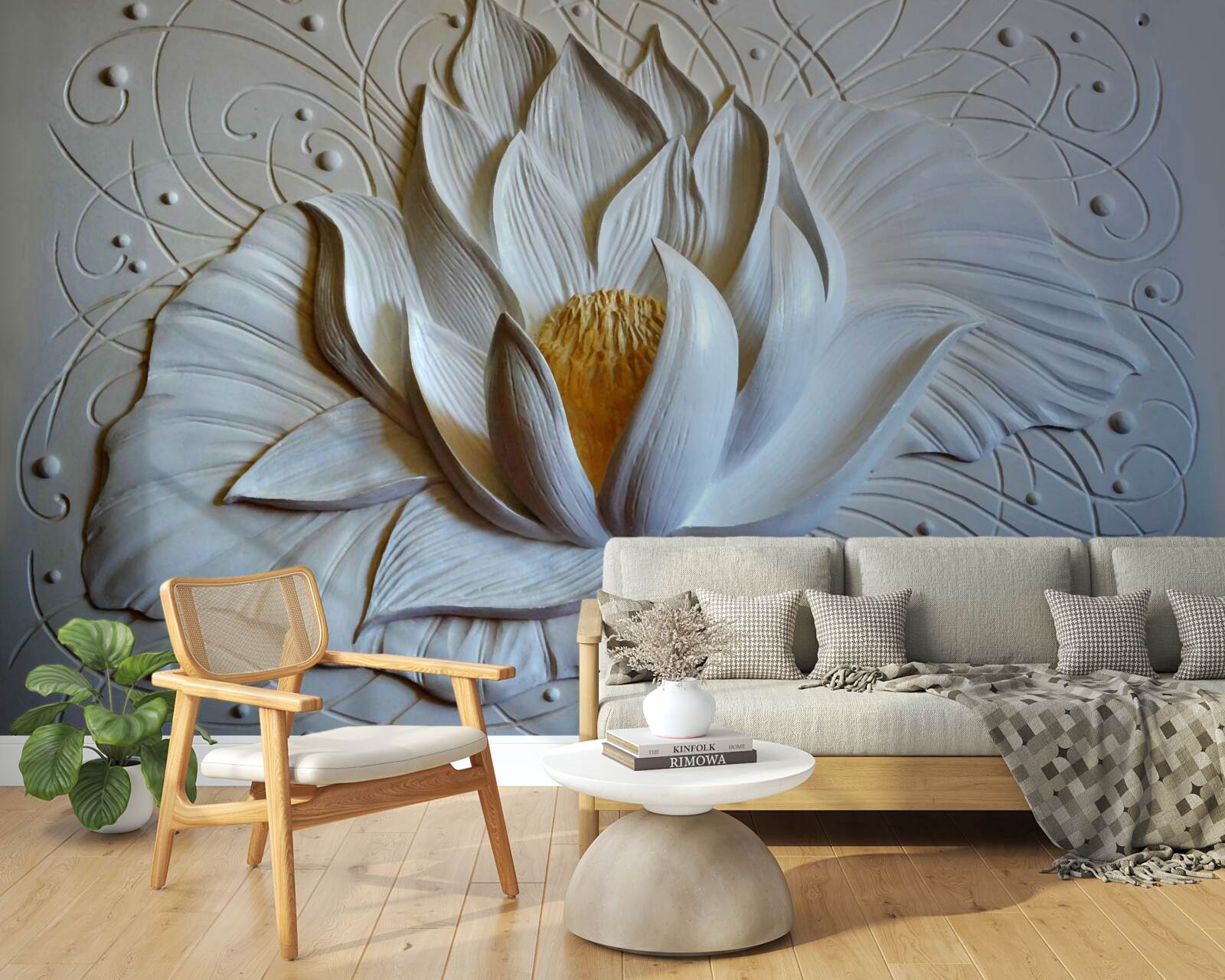 Fototapet relief lotus alb