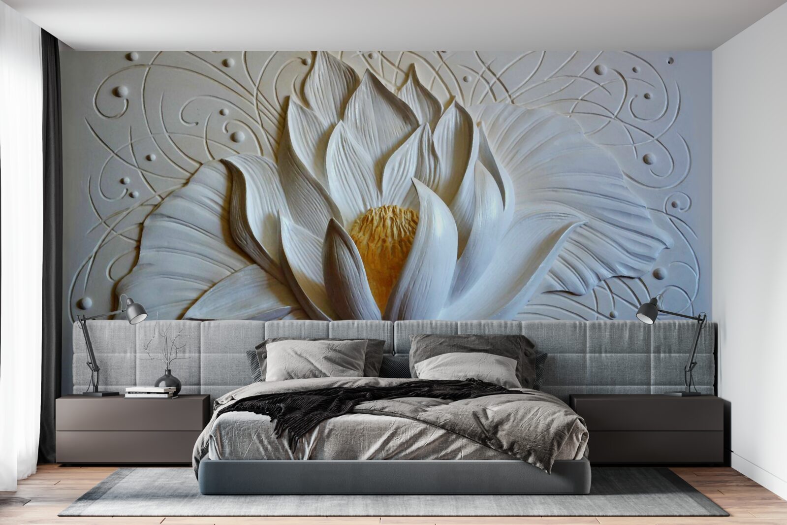 Fototapet relief lotus alb
