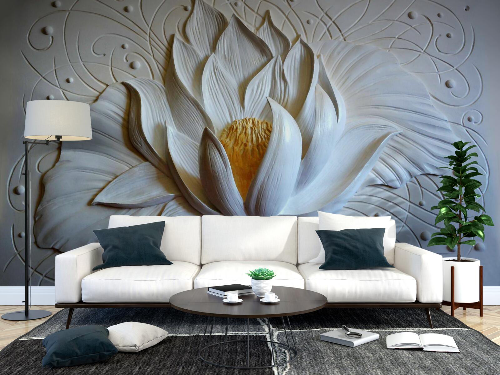 Fototapet relief lotus alb