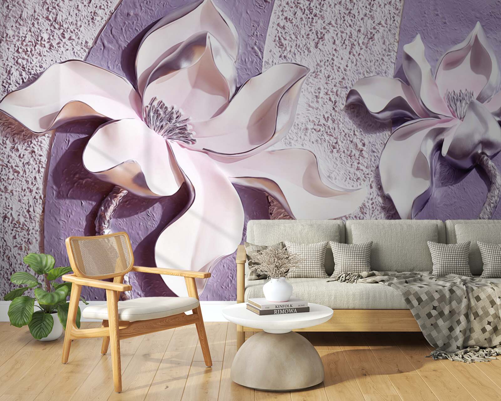 Fototapet lotus decorat cu auriu pe fond violet