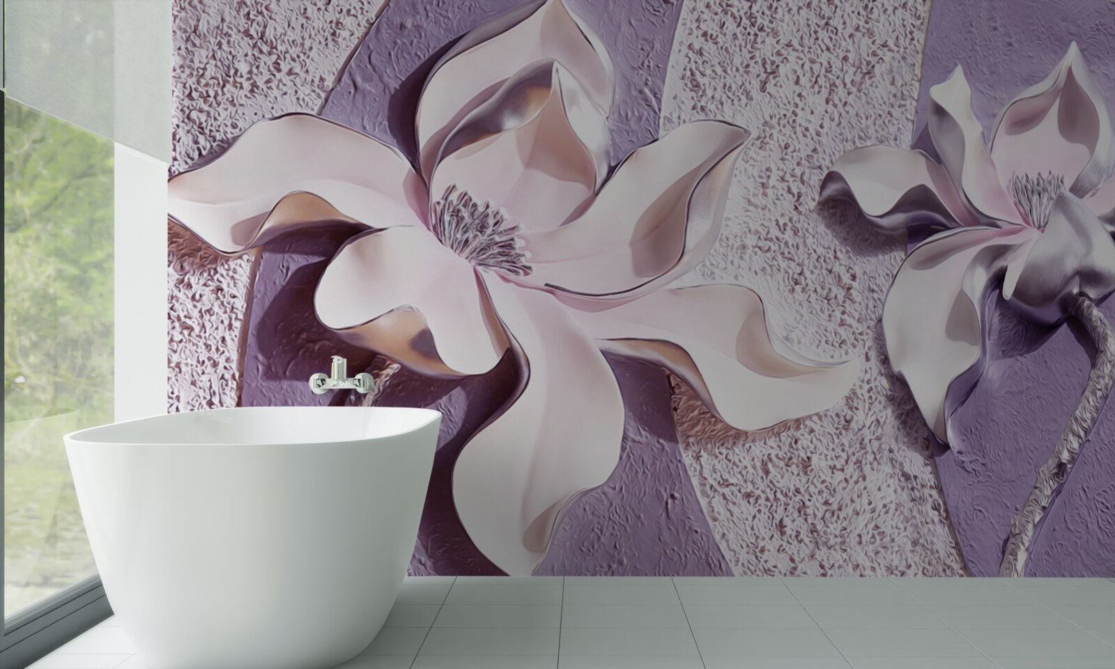 Fototapet lotus decorat cu auriu pe fond violet
