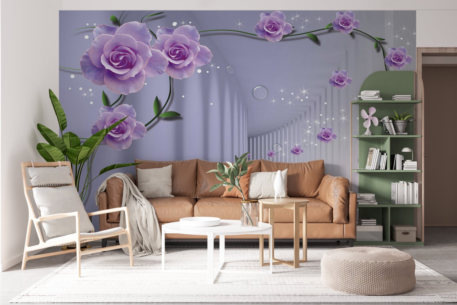 Fototapet hol decorat în nuanțe de liliac