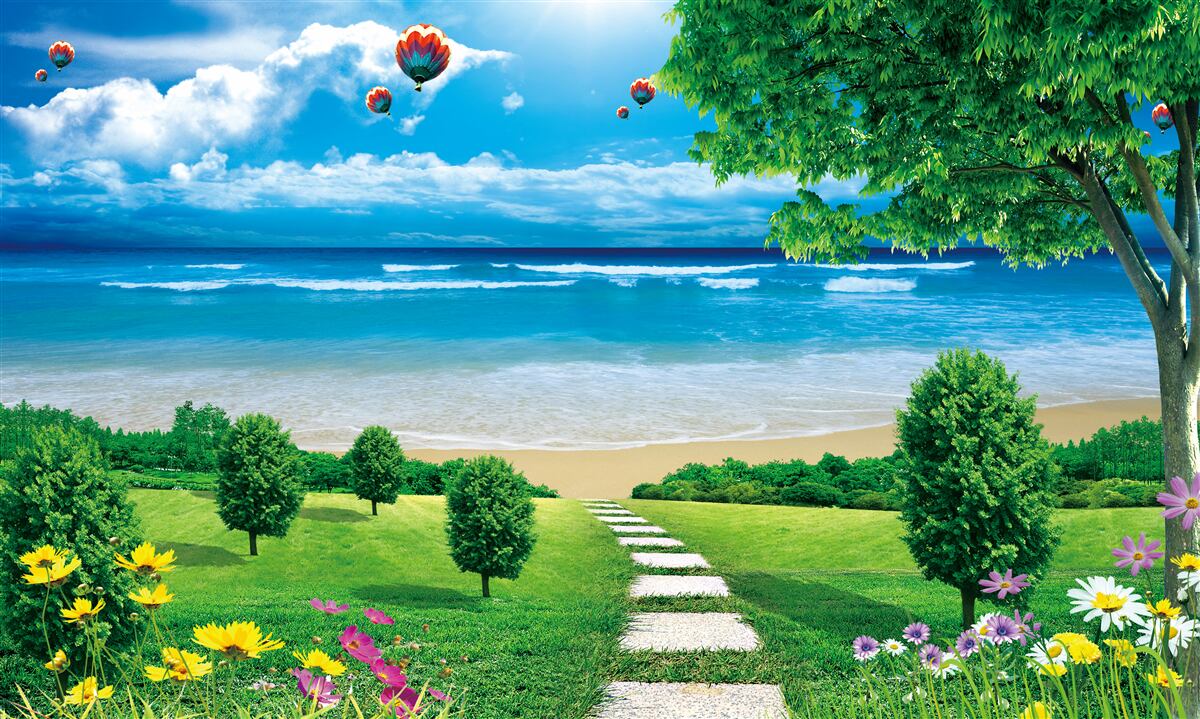 Fototapet pajiști verzi de mare