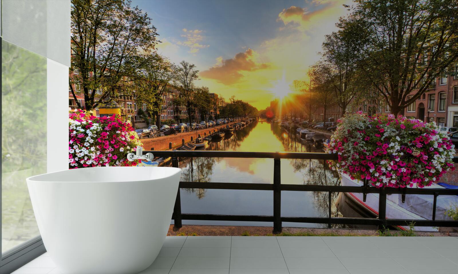 Fototapet inima amsterdamului este învăluită în apus