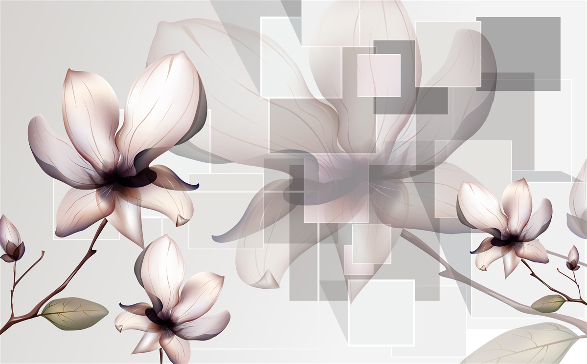 Fototapet magnolii albe mari