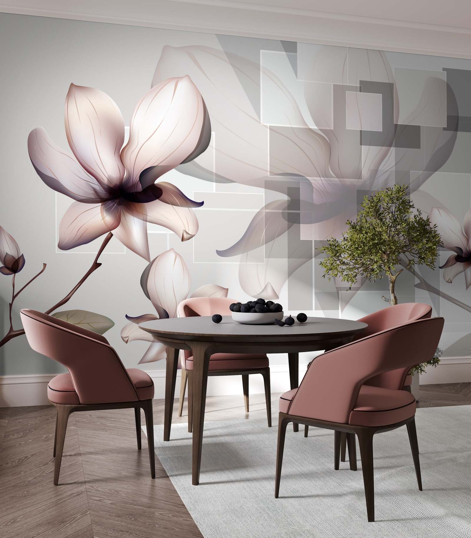 Fototapet magnolii albe mari