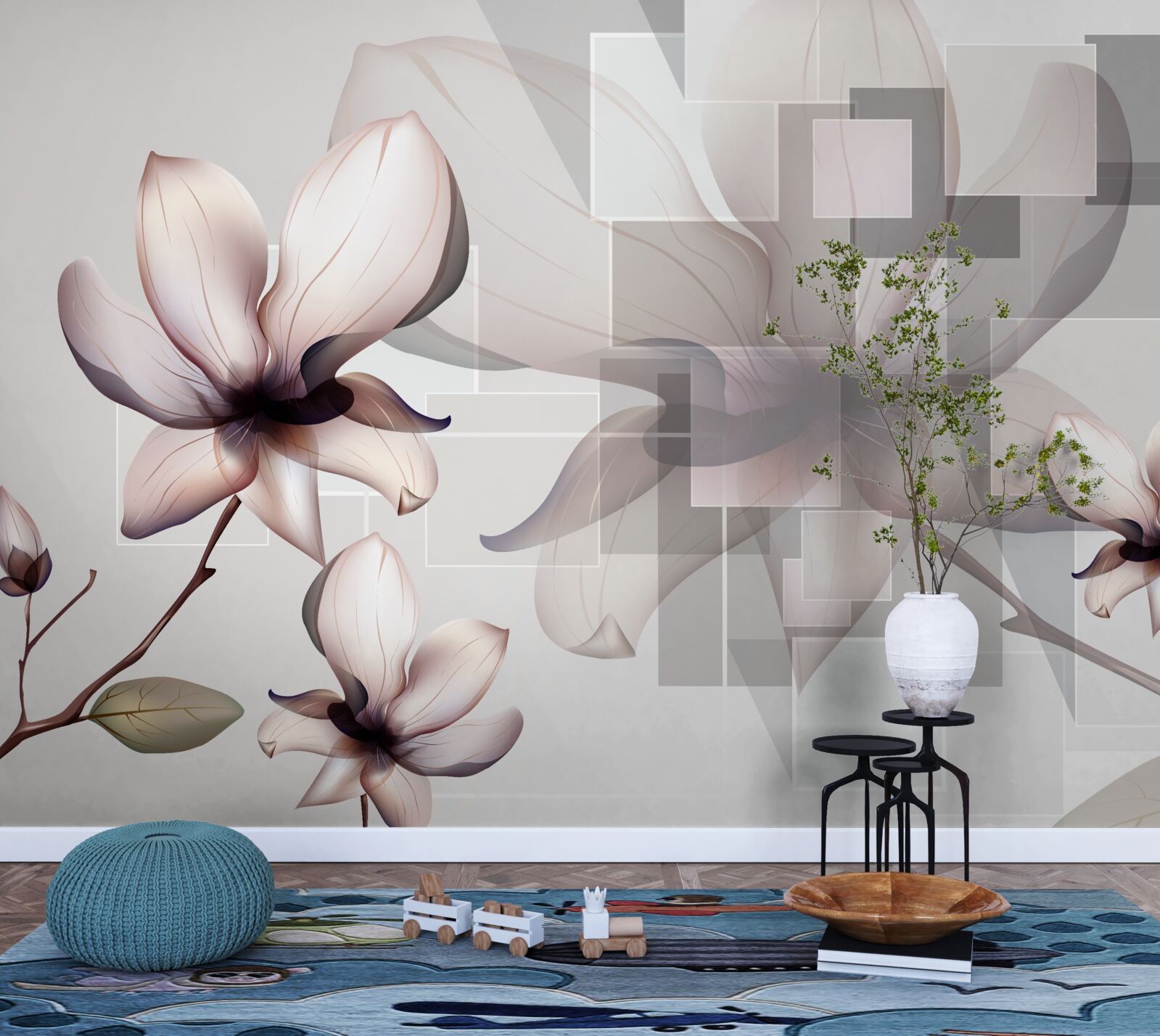 Fototapet magnolii albe mari