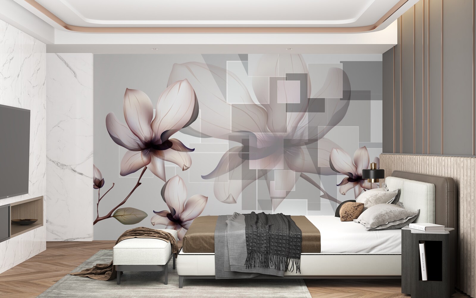 Fototapet magnolii albe mari