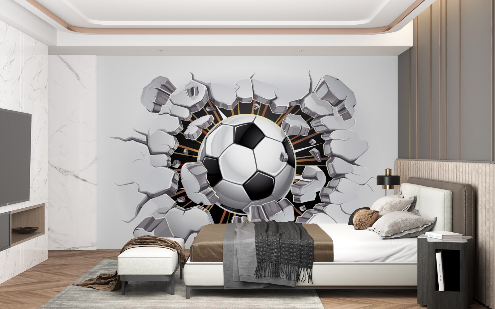 Fototapet fotbal care zboară prin aer