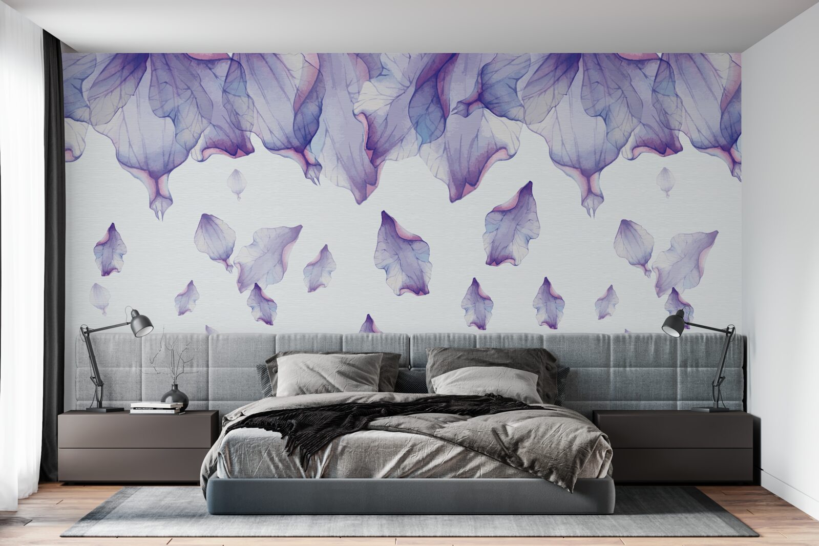 Fototapet flori de iris violet care se încadrează