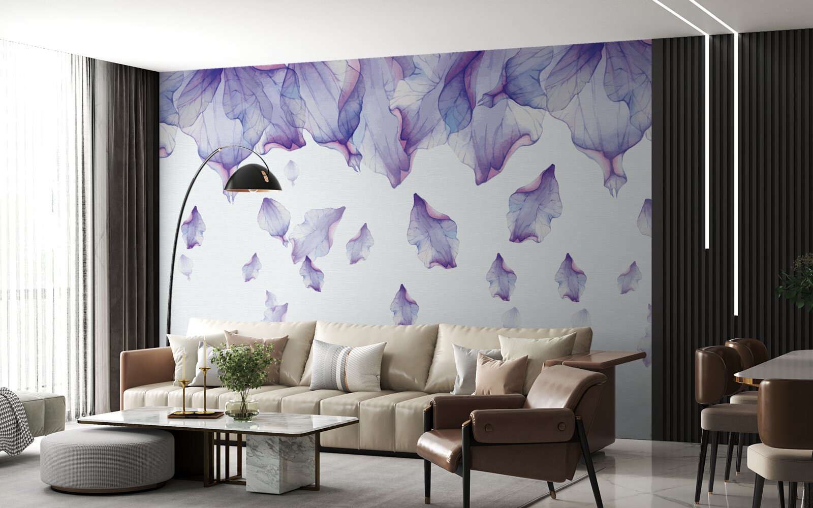 Fototapet flori de iris violet care se încadrează