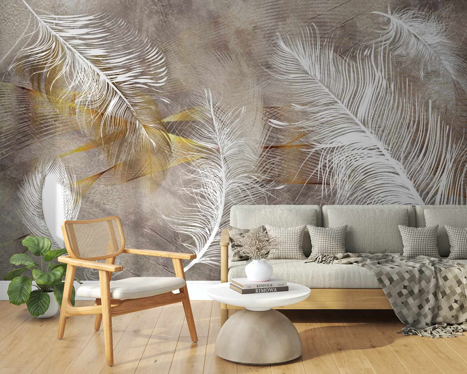 Fototapet pene decorative care fac aluzie la lejeritatea aerului