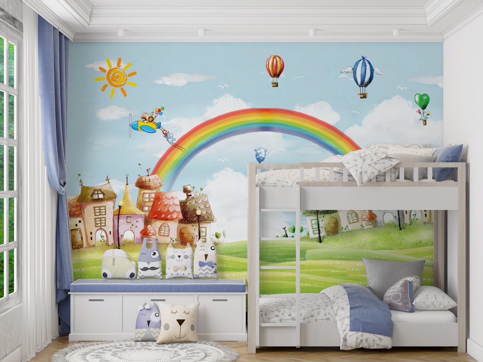 Fototapet orașul colorat este decorat cu curcubee