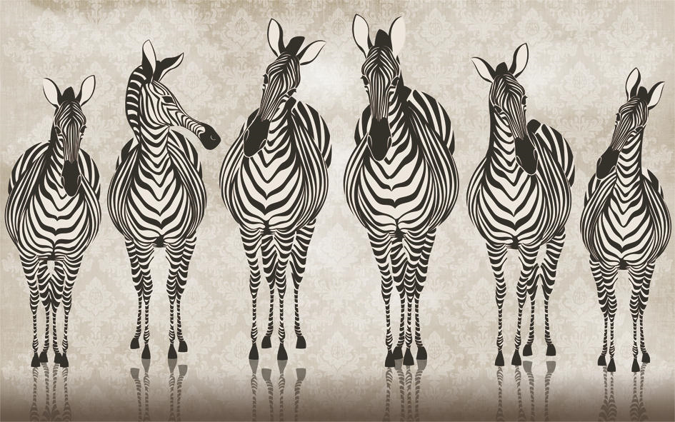 Fototapet un grup de zebre se îndreaptă spre refugiul lor