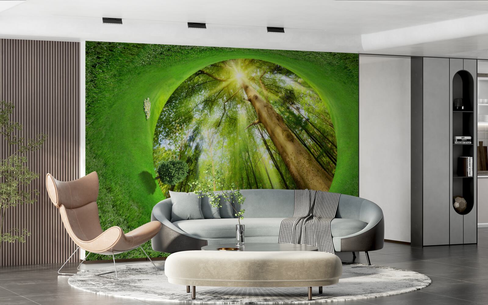 Fototapet obiectivul se uită la pădurea verde bine îngrijită