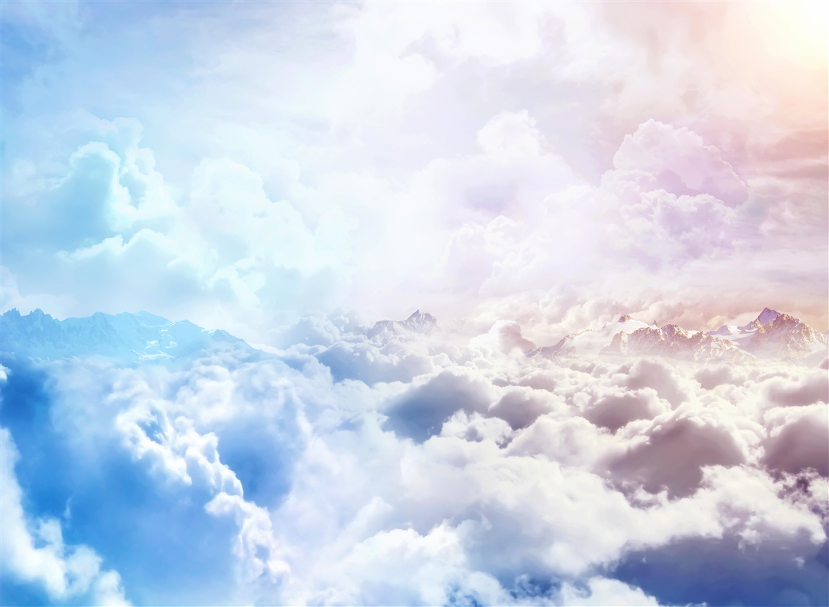 Fototapet un firmament de nori în nuanțe de roz și albastru