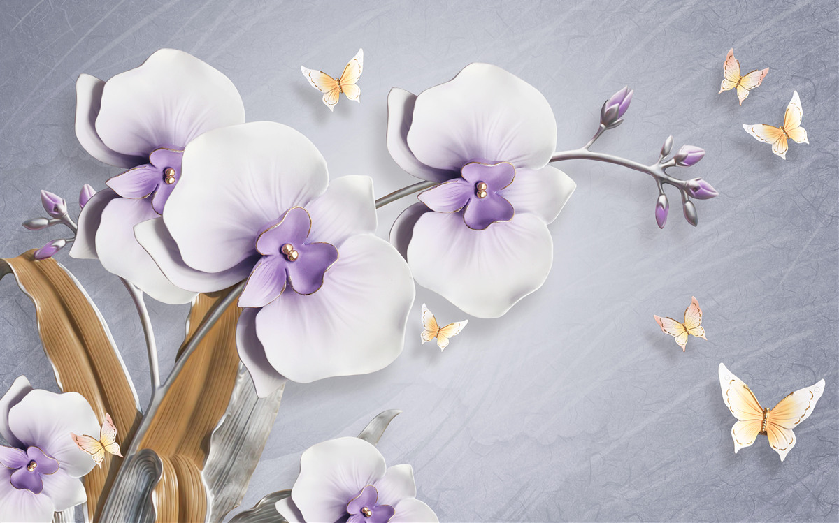 Fototapet orhidee liliac uriașe