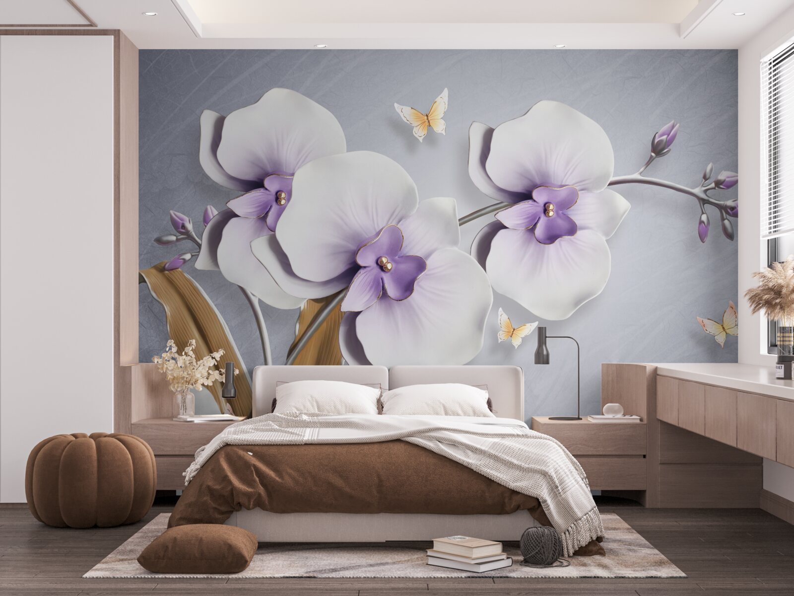 Fototapet orhidee liliac uriașe