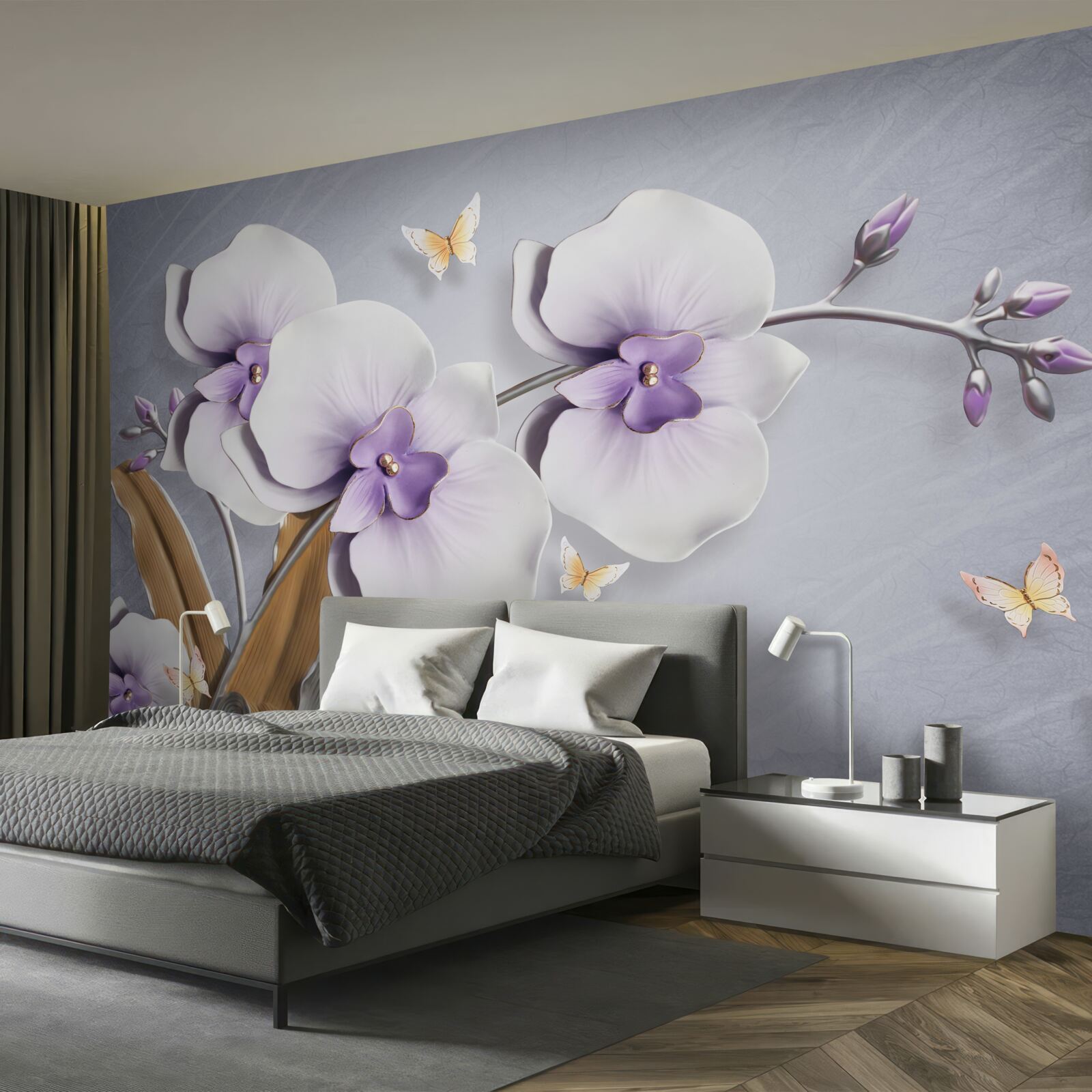 Fototapet orhidee liliac uriașe