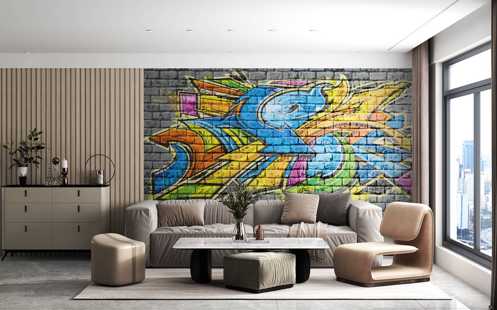 Fototapet pictură de perete graffiti multicoloră