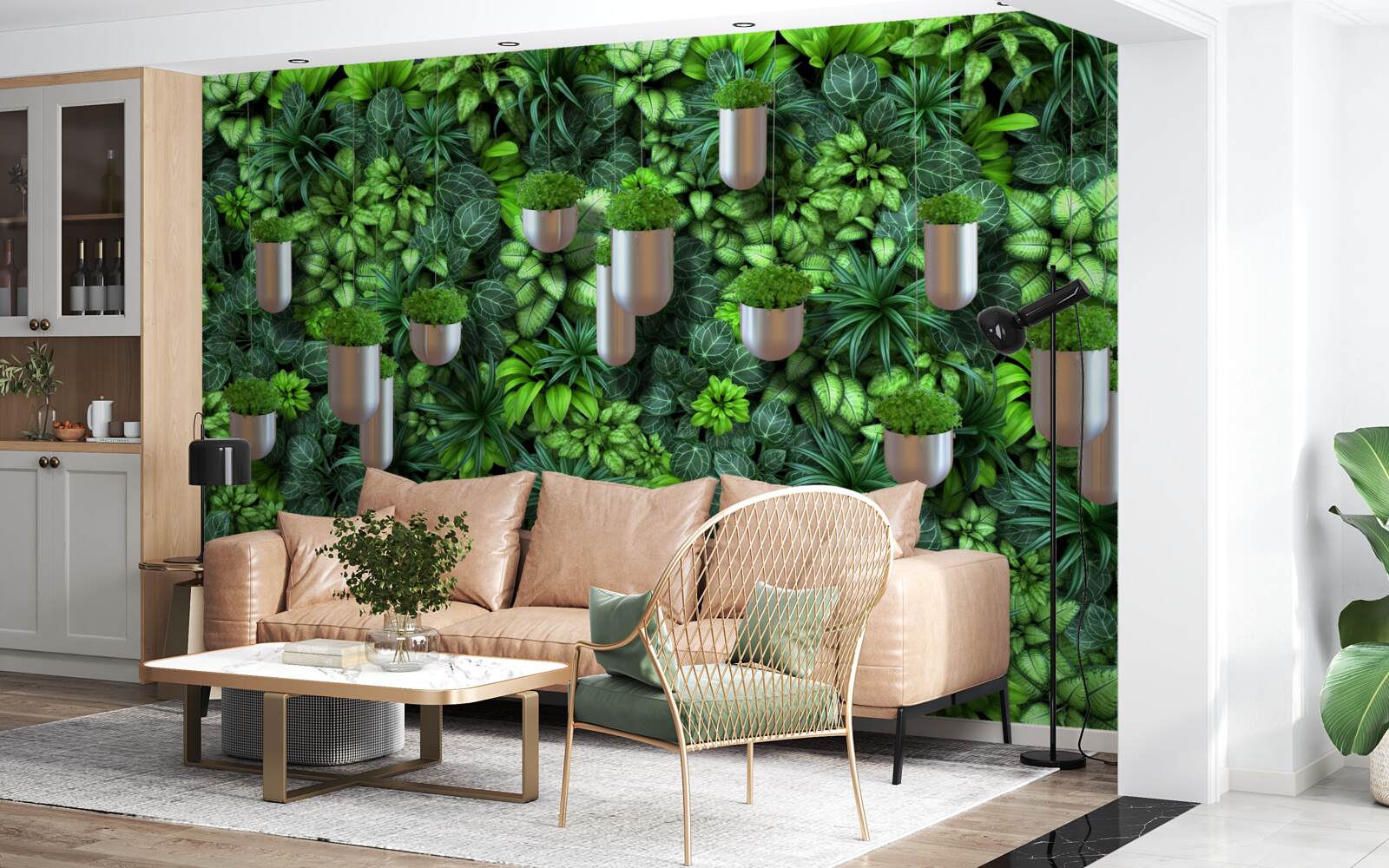 Fototapet phytowall cu vase în nuanțe de verde