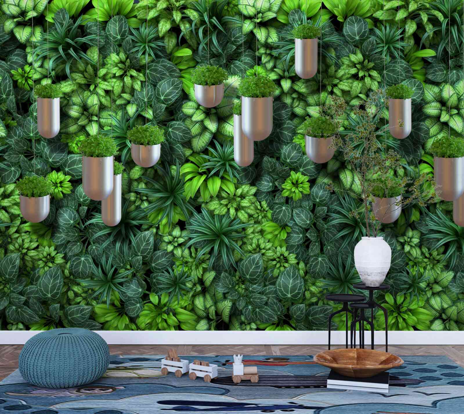 Fototapet phytowall cu vase în nuanțe de verde