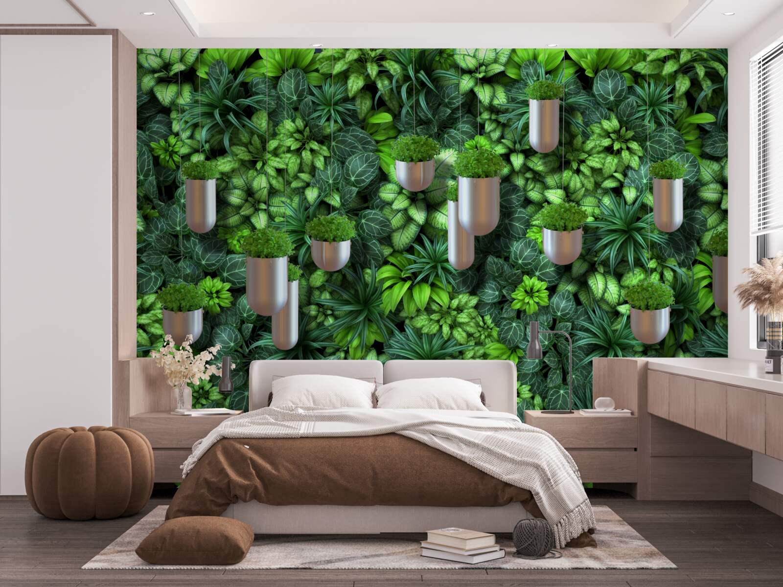 Fototapet phytowall cu vase în nuanțe de verde