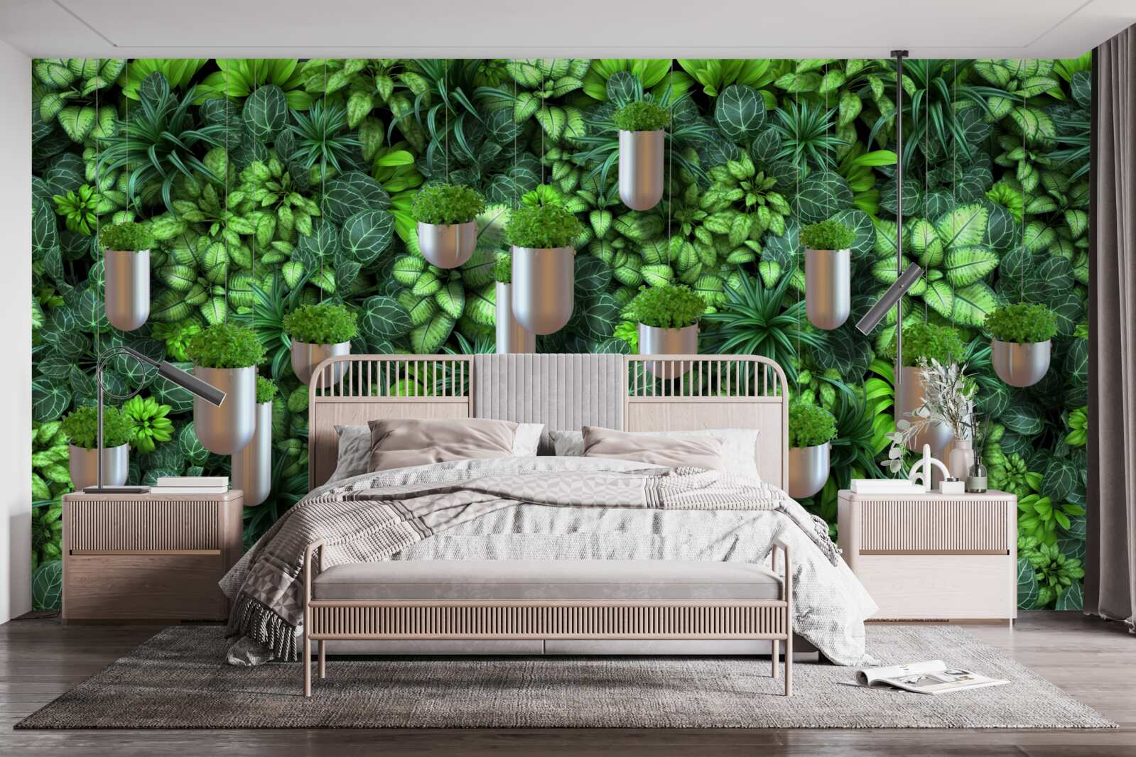 Fototapet phytowall cu vase în nuanțe de verde